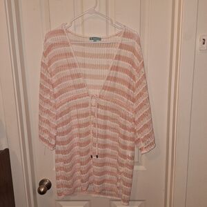 Shore Life Pink and White Swim Beach Cover Up Size Large